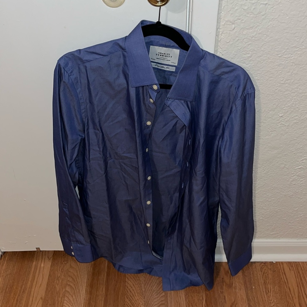 Charles Tyrwhitt Blue Dress Shirt Long Sleeve